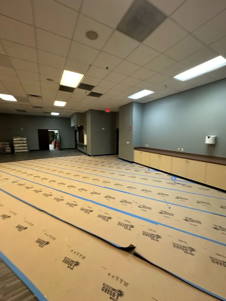 Floor protection laid for a commercial build-out