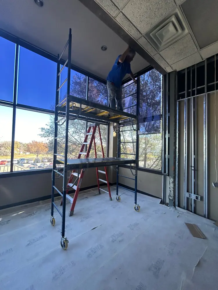 Framing and glass work on a commercial build-out