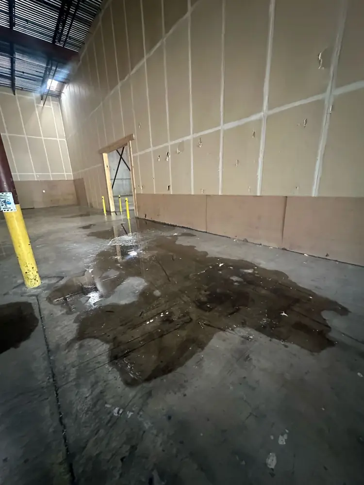 Standing water across a commercial slab before extraction